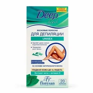 Восковые полоски для депиляции Floresan Cosmetic DEEP Depil Unisex с мятой 20 шт