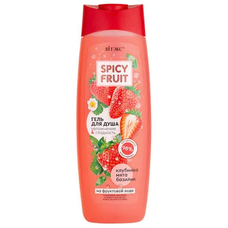 Гель для душа ВИТЕКС Spicy Fruit клубника мята базилик 515 мл