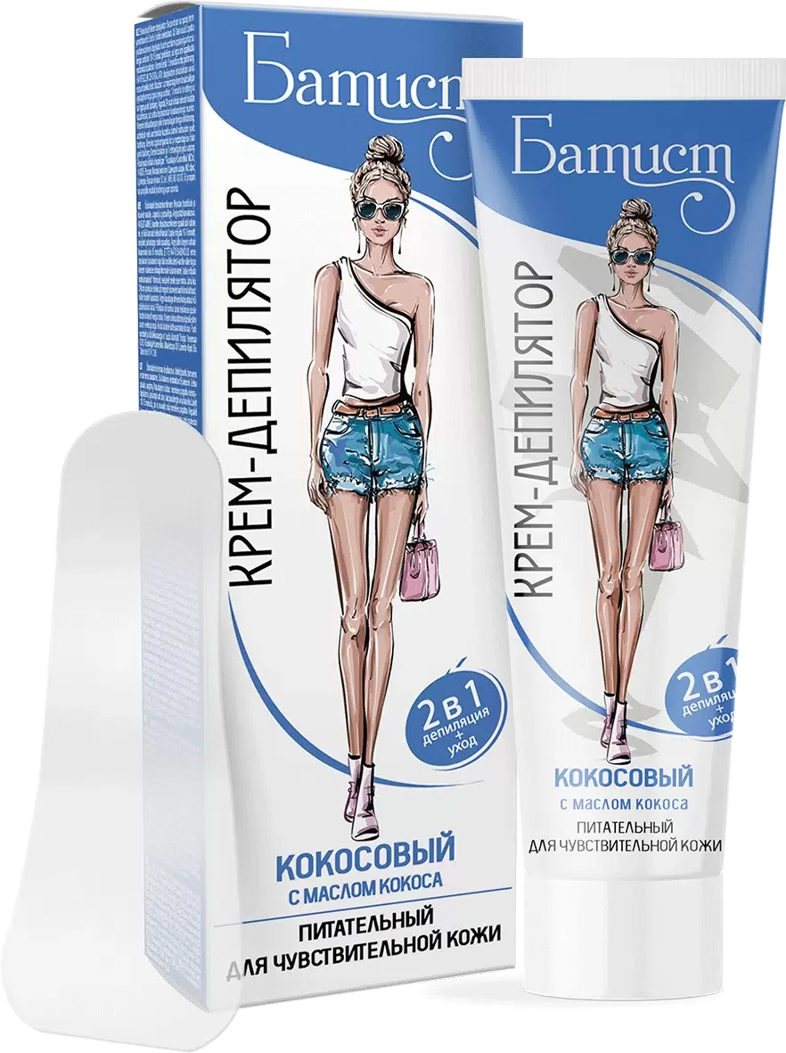 Крем-депилятор Батист 2 в 1 Кокосовый с маслом кокоса 100 мл