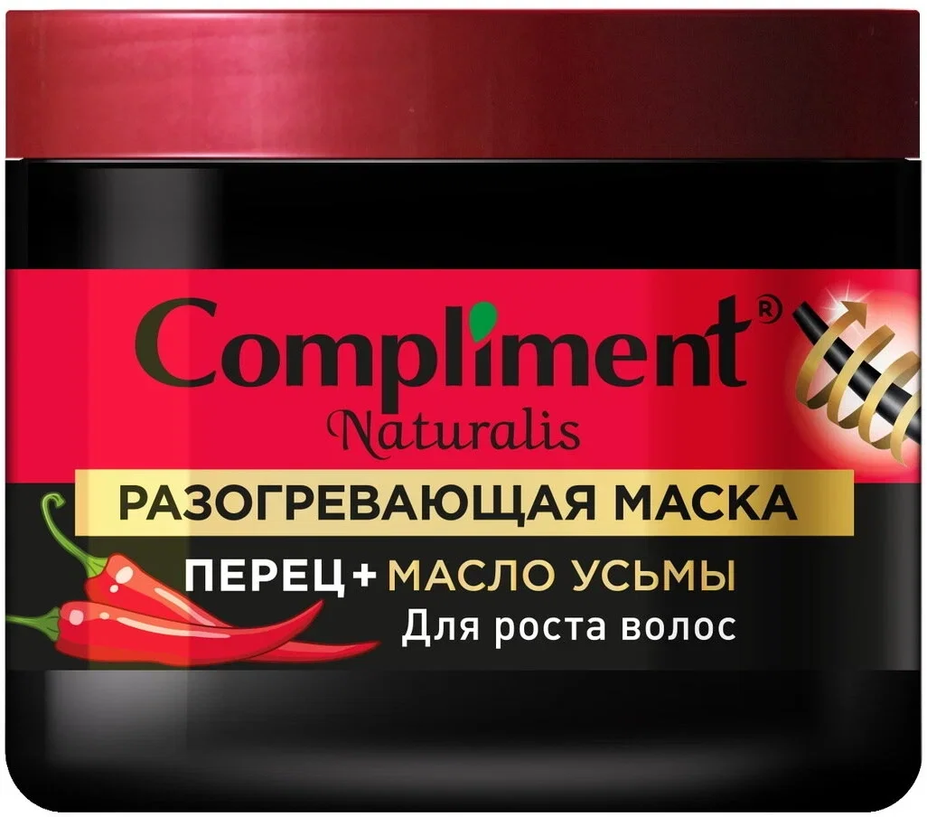 Маска Compliment Naturalis разогревающая для роста с перцем и маслом усьмы 500 мл