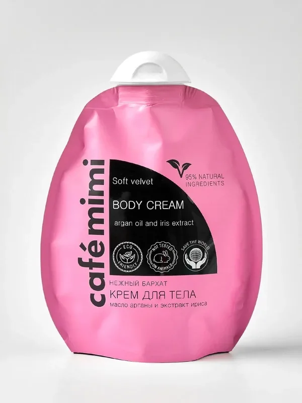 Крем для тела Cafe Mimi Нежный бархат масло арганы и экстракт ириса 250 ml