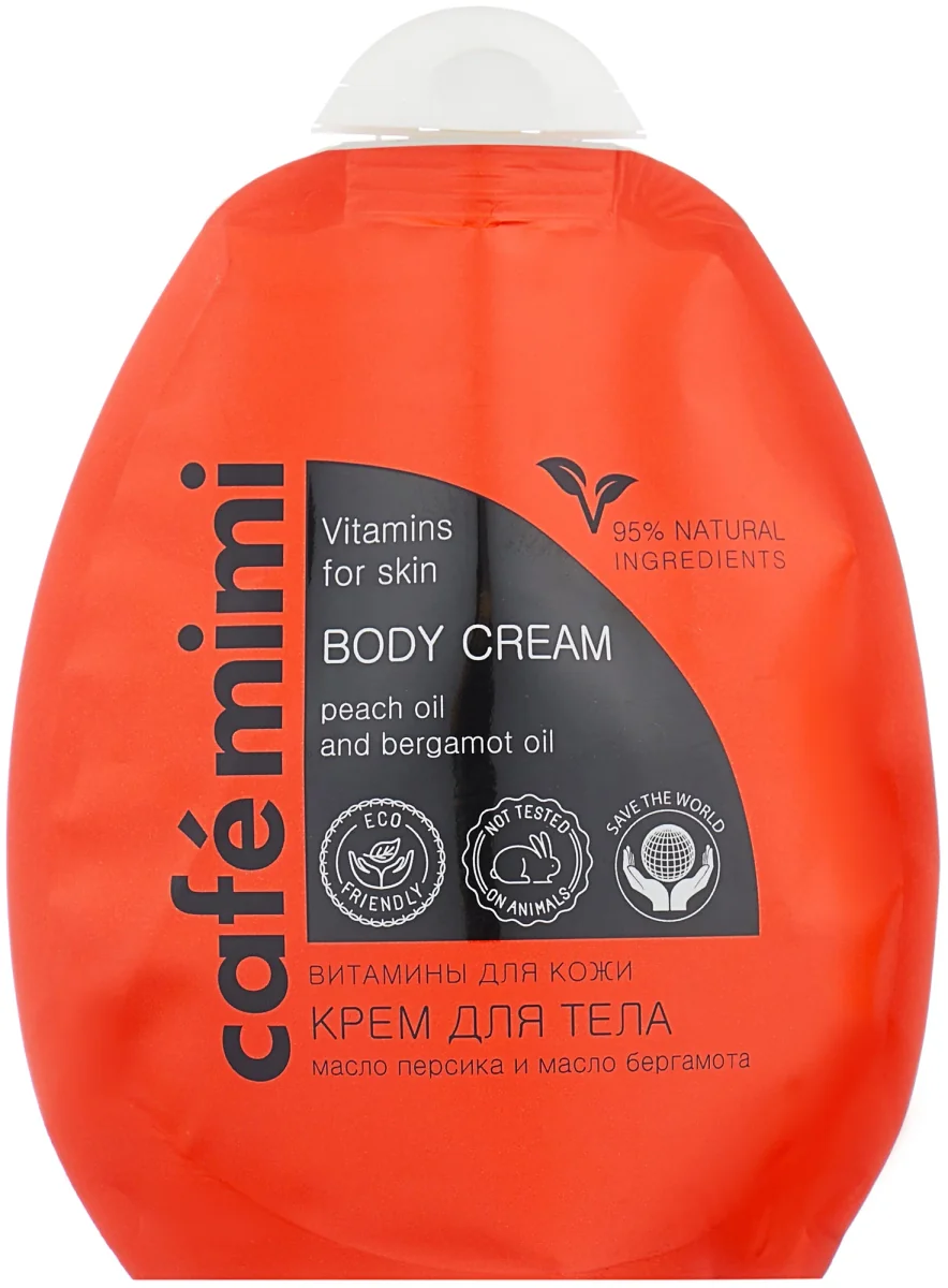 Крем для тела Cafe Mimi Витамины Масло персика и масло бергамота 250 ml