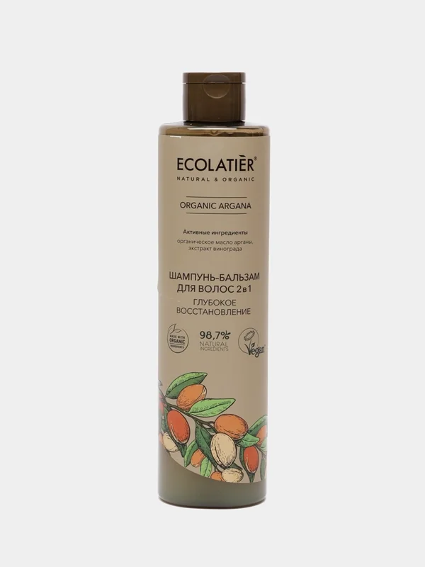 Шампунь-бальзам для волос 2в1 Ecolatier Organic Argana  глубокое восстановление 350 ml