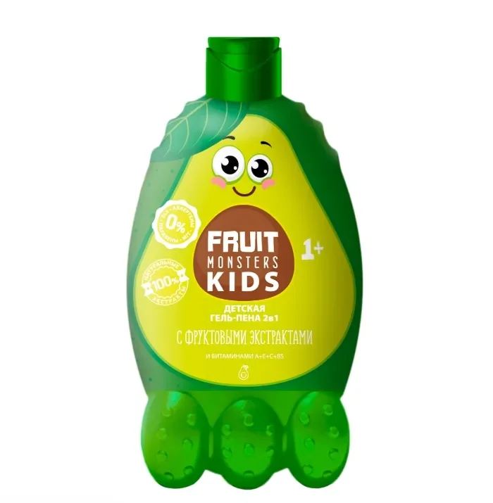 Детская гель-пена 2в1 FRUIT MONSTERS KIDS авакадо 400 мл