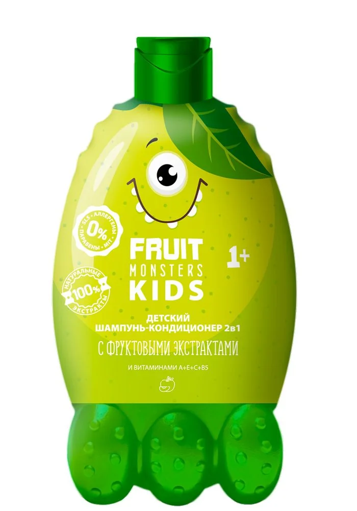 Детский шампунь-кондиционер 2в1 FRUIT MONSTERS KIDS яблоко 400 мл